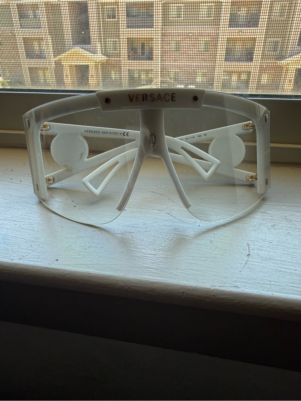 Versace White Shield Visor Sunglasses